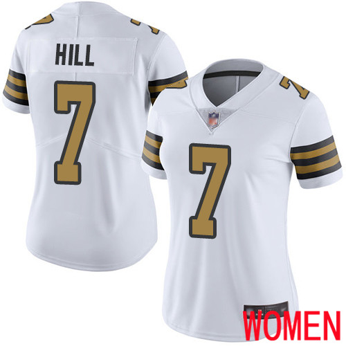 New Orleans Saints Limited White Women Taysom Hill Jersey NFL Football #7 Rush Vapor Untouchable Jersey->women nfl jersey->Women Jersey